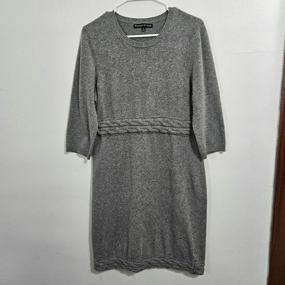 Wool Preston & York Grey Midi Sweater Dress. Size Large. - Picture 1 of 5